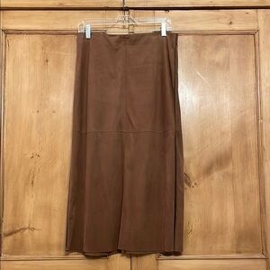Rum colored ultra suede Midi skirt